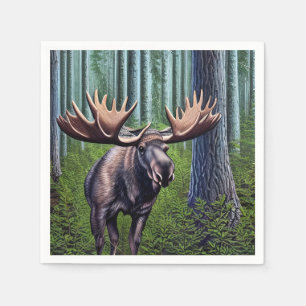 Adorable Abstract Little Moose Napkin