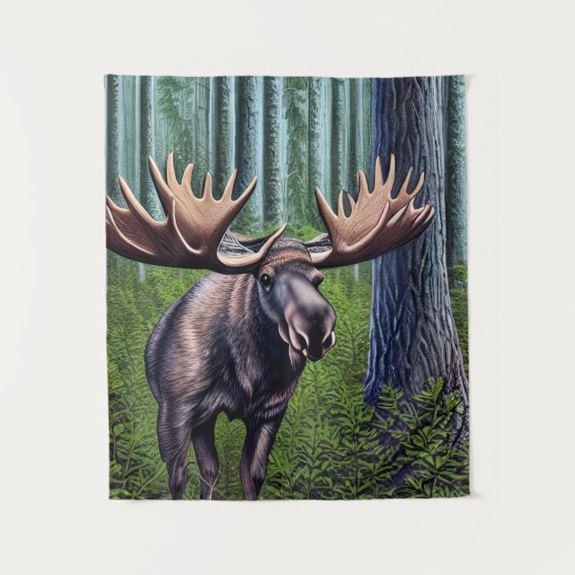 Adorable Abstract Little Moose Tapestry (Front)