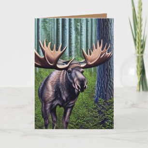 Adorable Abstract Little Moose Thank You Card