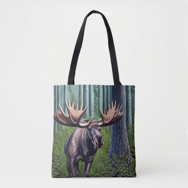 Adorable Abstract Little Moose Tote Bag (Front)