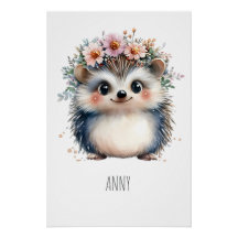Adorable affiche de hérisson de style boho personn