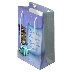 Adorable African American Princess Birthday Small Gift Bag