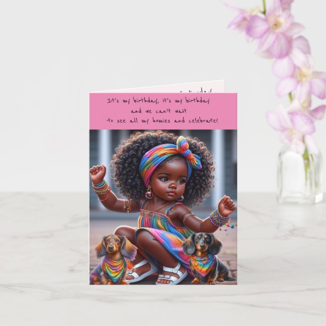 Adorable African Girl Birthday Party Invitations (Orchid)