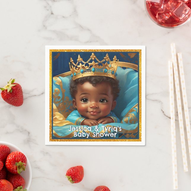 Adorable African Prince Royal Baby Shower/Birthday Napkin (Insitu)