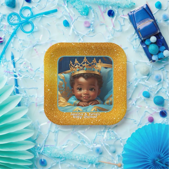 Adorable African Prince Royal Baby Shower/Birthday Paper Plate (Party)