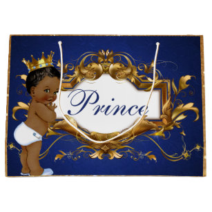 Adorable African Prince Royal Blue/Gold Gift Bag