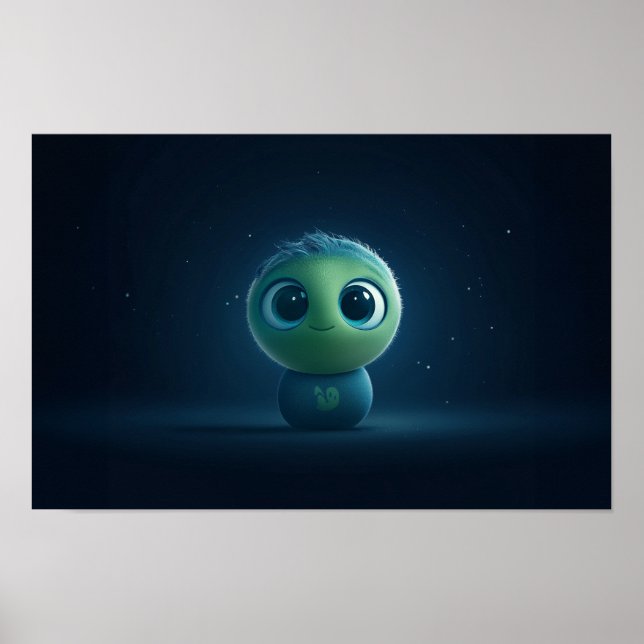 Adorable AI Pixar-Inspired Fuzzy Creature Wall Art (Front)