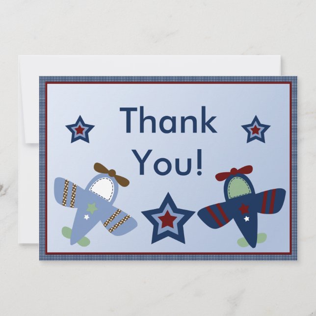 Adorable Airplanes/Aviator Thank You Card (Front)