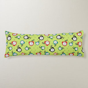 Adorable alarm clock green blue red pattern body pillow