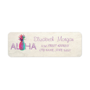 Adorable Aloha Hawaiian ananas Étiquette de adress