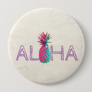 Adorable Aloha Hawaiian Pineapple 4 Inch Round Button