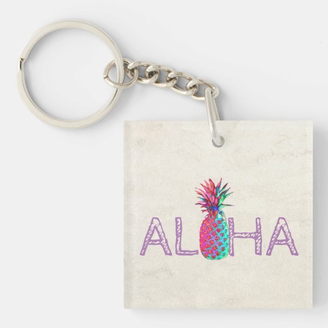 Adorable Aloha Hawaiian Pineapple Keychain (Front)