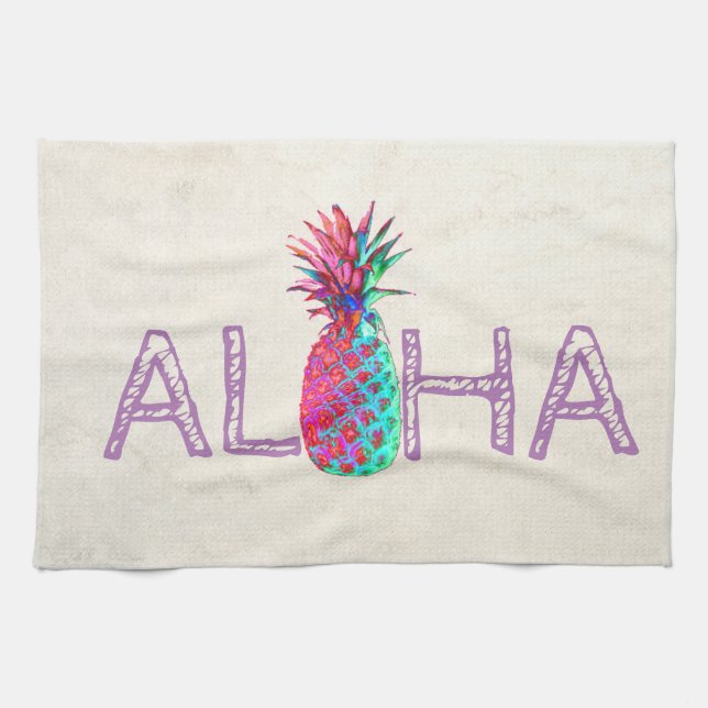 Adorable Aloha Hawaiian Pineapple Kitchen Towel (Horizontal)