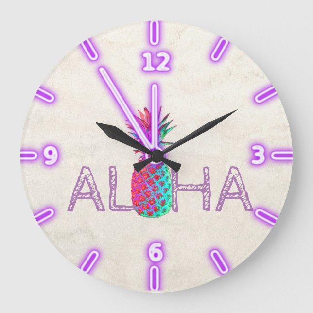 Adorable Aloha Hawaiian Pineapple Large Clock (Front)