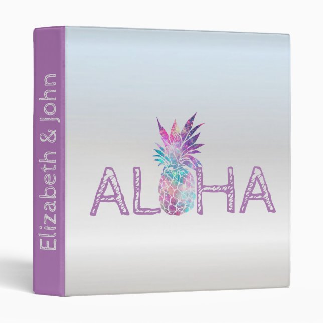 Adorable Aloha Hawaiian Pineapple, Silver Binder (Front/Spine)