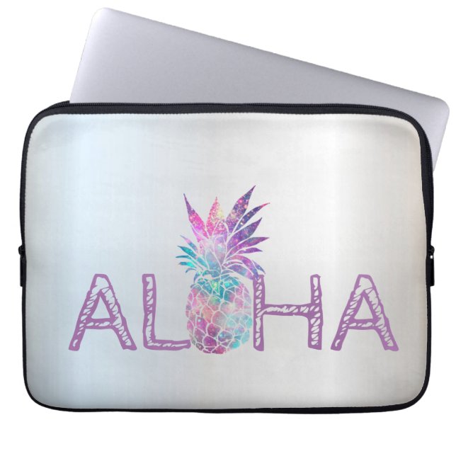 Adorable Aloha Hawaiian Pineapple, Silver Laptop Sleeve (Front)