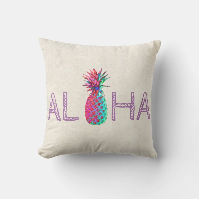 Adorable Aloha Hawaiian Pineapple Throw Pillow (Front)