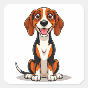 Adorable American English Coonhound Pet Square Sticker