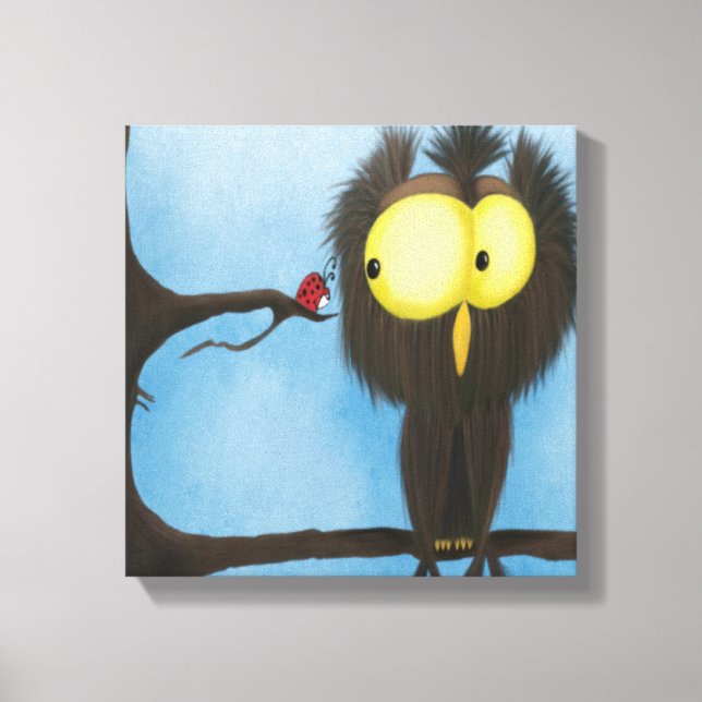 Adorable And Colourful Owl Oliver Canvas Print (Front)