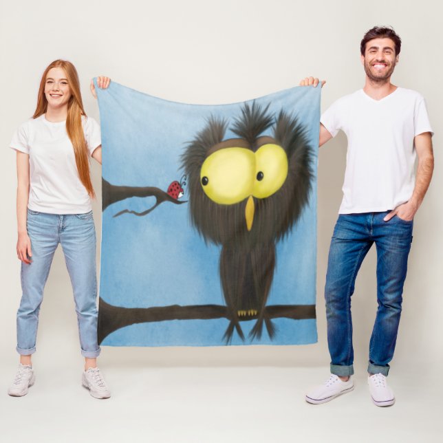 Adorable And Colourful Owl Oliver Fleece Blanket (In Situ)