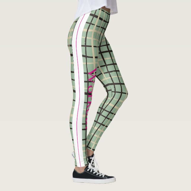 Adorable and cute Scottish pattern l Sage green Leggings (Right)