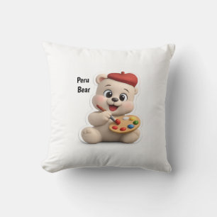 Adorable and Cute Teddy Bear Design Throw Pillow