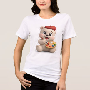 Adorable and Cute Teddy Bear Design Tri-Blend Shirt