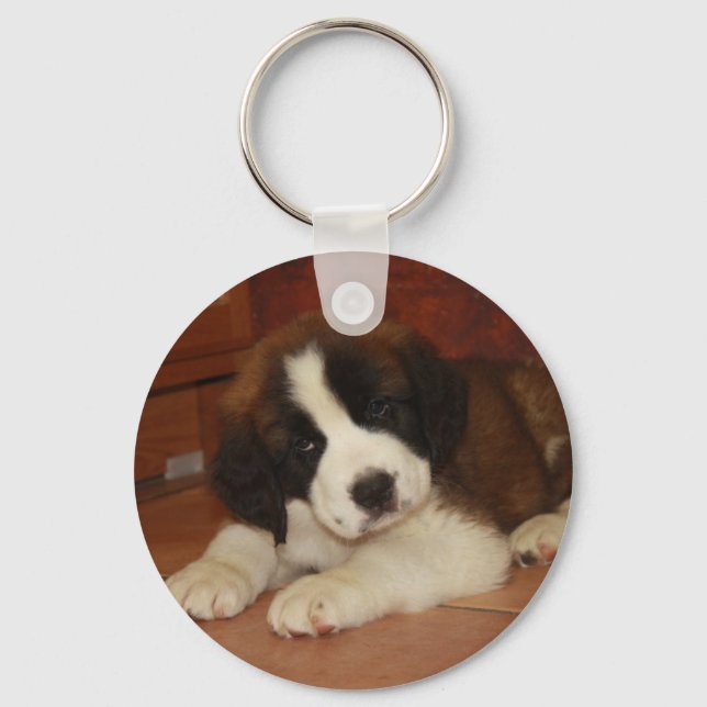 Adorable and Sweet St. Bernard Puppy Keychain (Front)