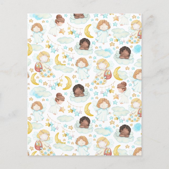 Adorable Angels and Stars Watercolor Art (Front)