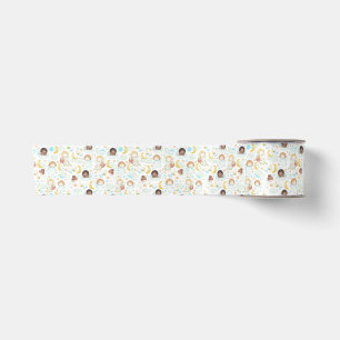 Adorable Angels and Stars Watercolor Art Satin Ribbon