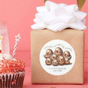 Adorable Anglin' for 8 Cute Cuddling Pangolins Classic Round Sticker