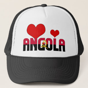 Adorable Angola Flag Hearts Patriotic Trucker Hat