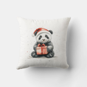 Adorable Animal Christmas Series Baby Panda Bear Throw Pillow