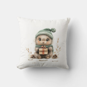 Adorable Animal Christmas Series Baby Porcupine Throw Pillow
