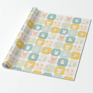 Adorable Animal Collage Designs Wrapping Paper