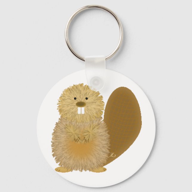 Adorable Animal Drawings: Beaver Keychain (Front)