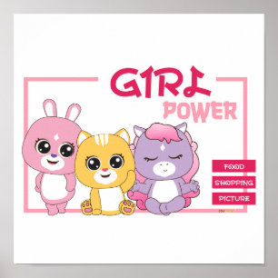 Adorable Animal Frienz Art Print: Girl Power Poster