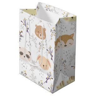 Adorable Animal Head And Floral Pattern Medium Gift Bag