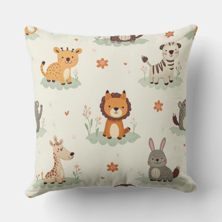"Adorable Animal Pattern Cushion - Add Cozy Charm 
