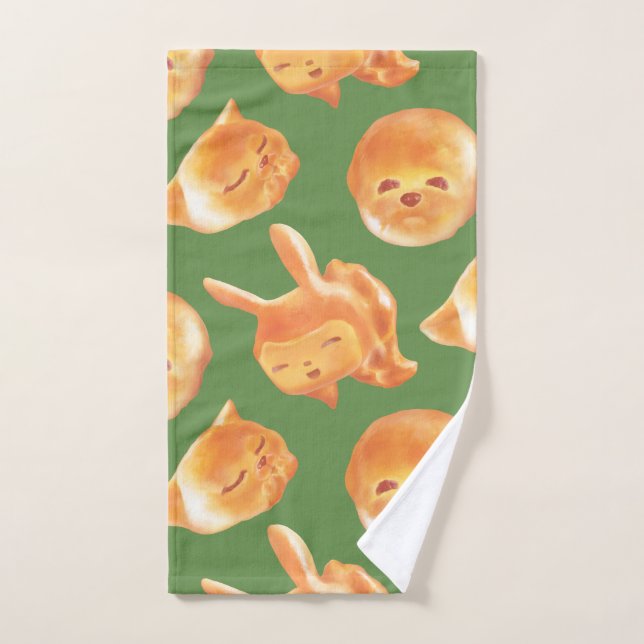 Adorable Animal Shaped Bread Pattern Hand Towel (Hand Towel)
