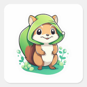 Adorable animal squirrel square sticker