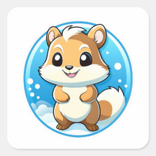 Adorable animal squirrel square sticker