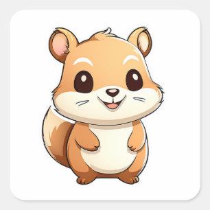 Adorable animal squirrel square sticker