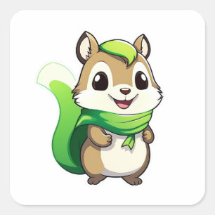 Adorable animal squirrel square sticker