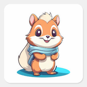 Adorable animal squirrel square sticker