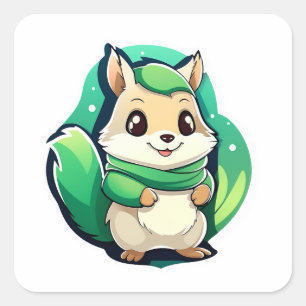 Adorable animal squirrel square sticker