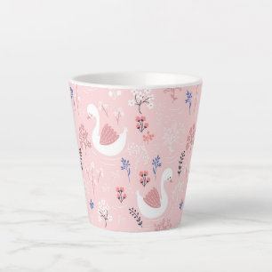 Adorable Animal Swan Lake Botanical Kids Latte Mug