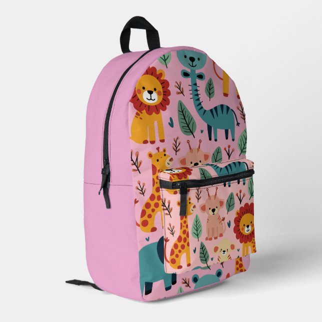 Adorable animal-themed Back to School  Printed Backpack (Back Corner Left)