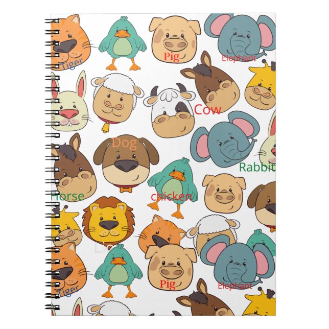 Adorable animals cute safari catoon kids  notebook (Front)