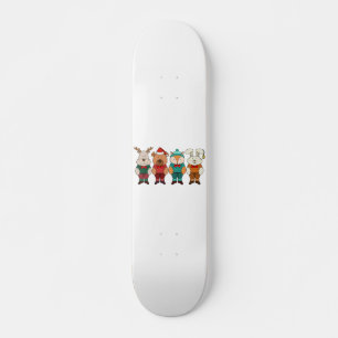 Adorable animals ready for winter skateboard